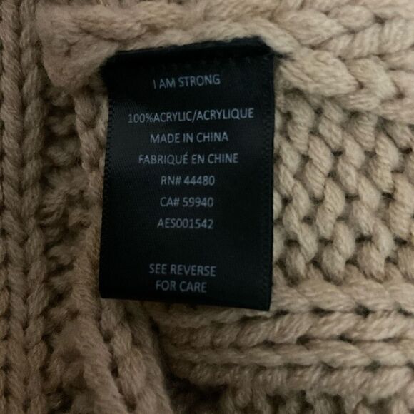 AFRM Sweater Tunic Chunky Cable Knit V Neck Tan Sand Boston Long Oversized XS/S - Picture 4 of 10